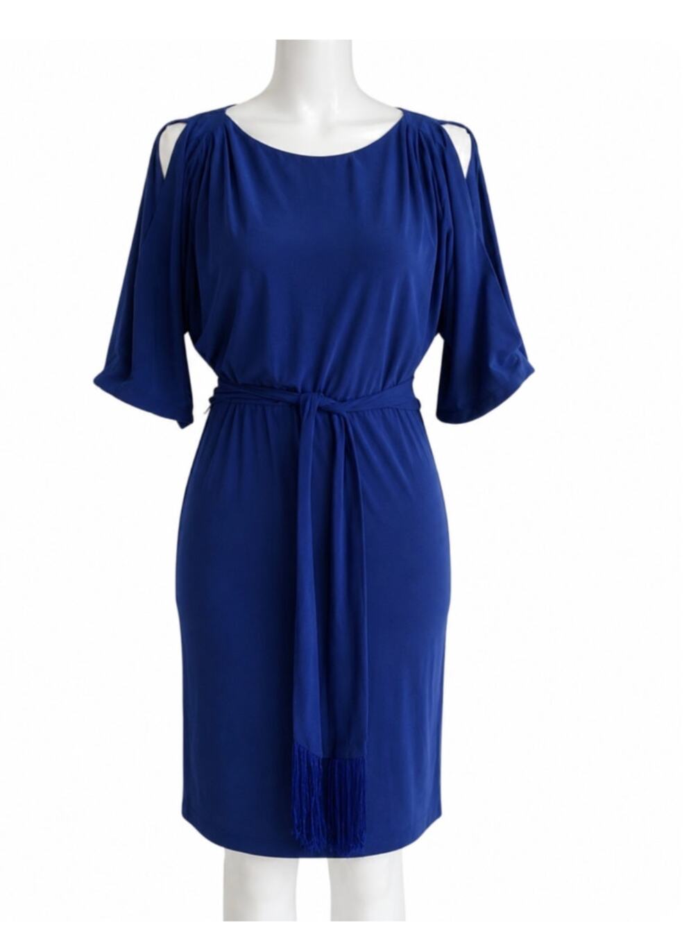 Jessica Simpson Royal Blue Split Sleeve Tie Sash Mini Cocktail Dress Small